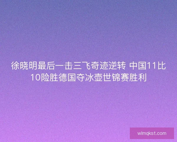徐晓明最后一击三飞奇迹逆转 中国11比10险胜德国夺冰壶世锦赛胜利 徐晓明最后一击三飞奇迹逆转 中国11比10险胜德国夺冰壶世锦赛胜利