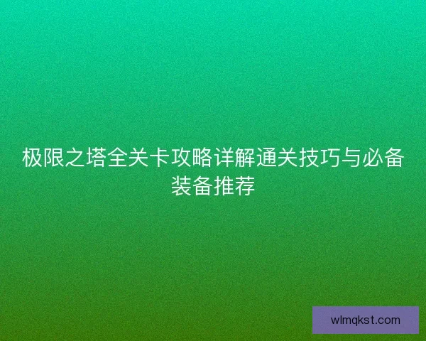 极限之塔全关卡攻略详解通关技巧与必备装备推荐
