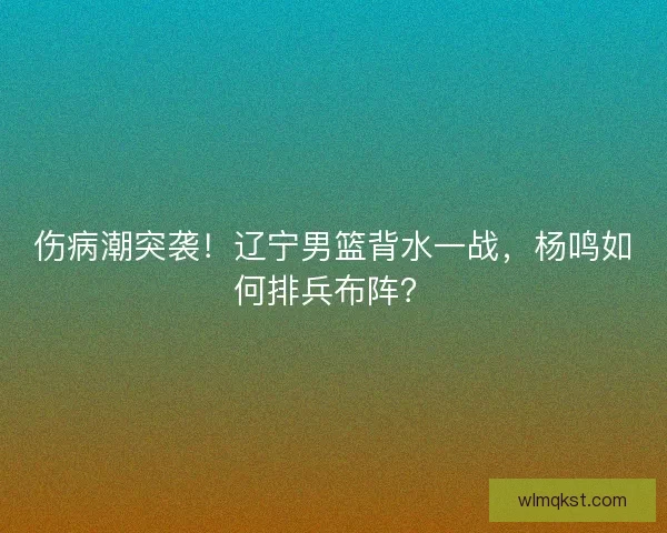 伤病潮突袭！辽宁男篮背水一战，杨鸣如何排兵布阵？