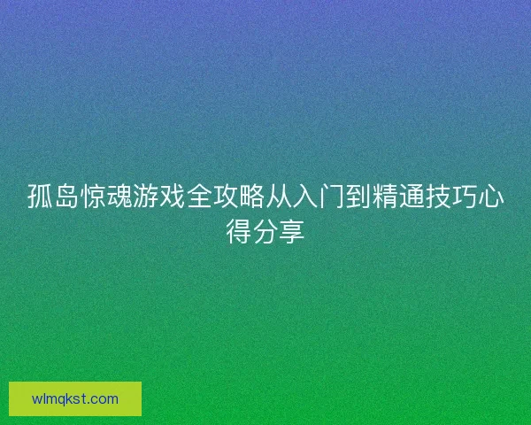 孤岛惊魂游戏全攻略从入门到精通技巧心得分享