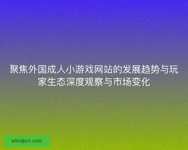 聚焦外国成人小游戏网站的发展趋势与玩家生态深度观察与市场变化