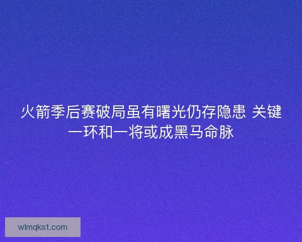 火箭季后赛破局虽有曙光仍存隐患 关键一环和一将或成黑马命脉